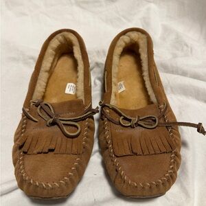 L.L. Bean Tan Moccasins with Fringe